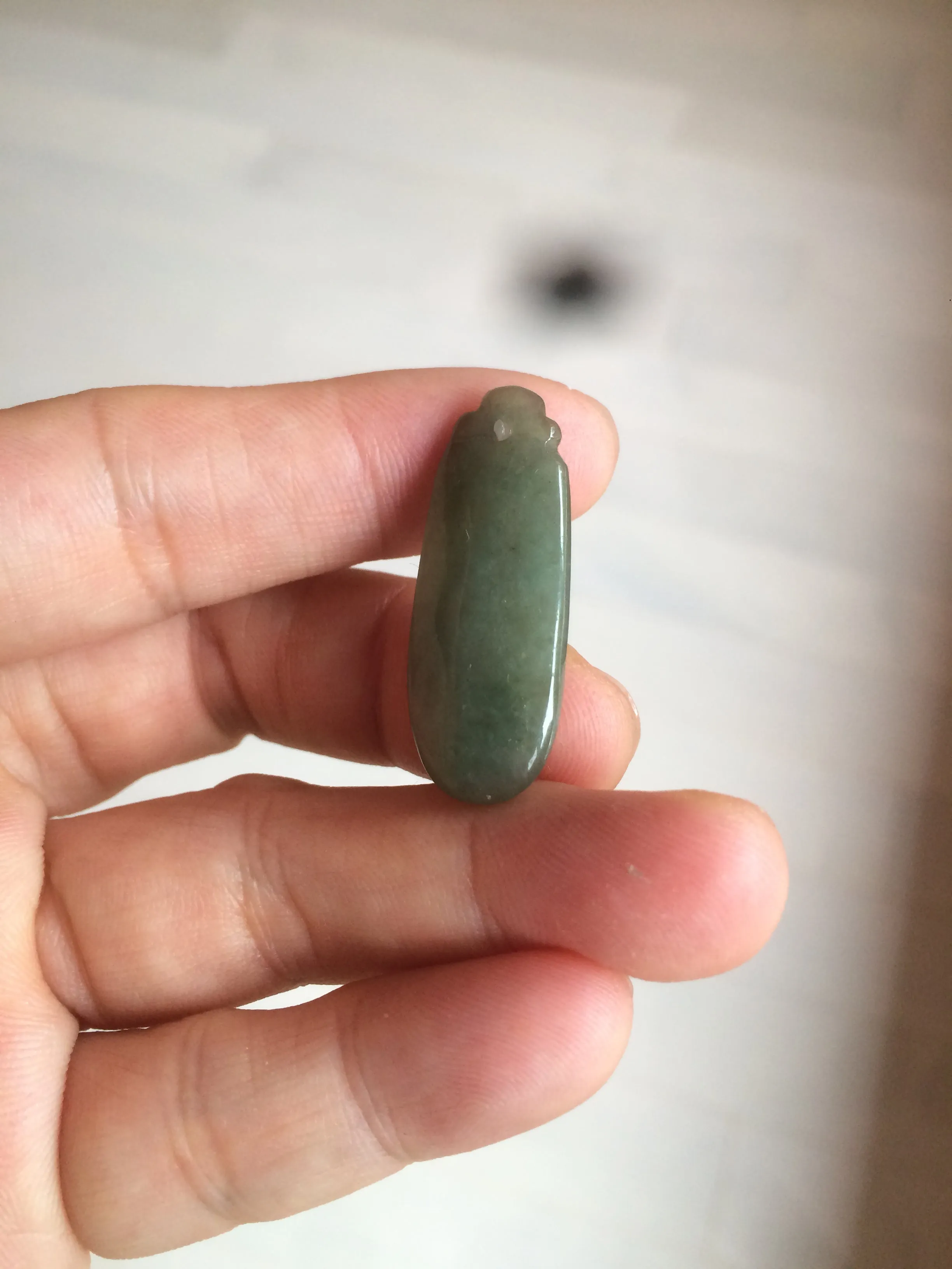 100% Natural dark green blessed melon Jadeite Jade pendant AQ70