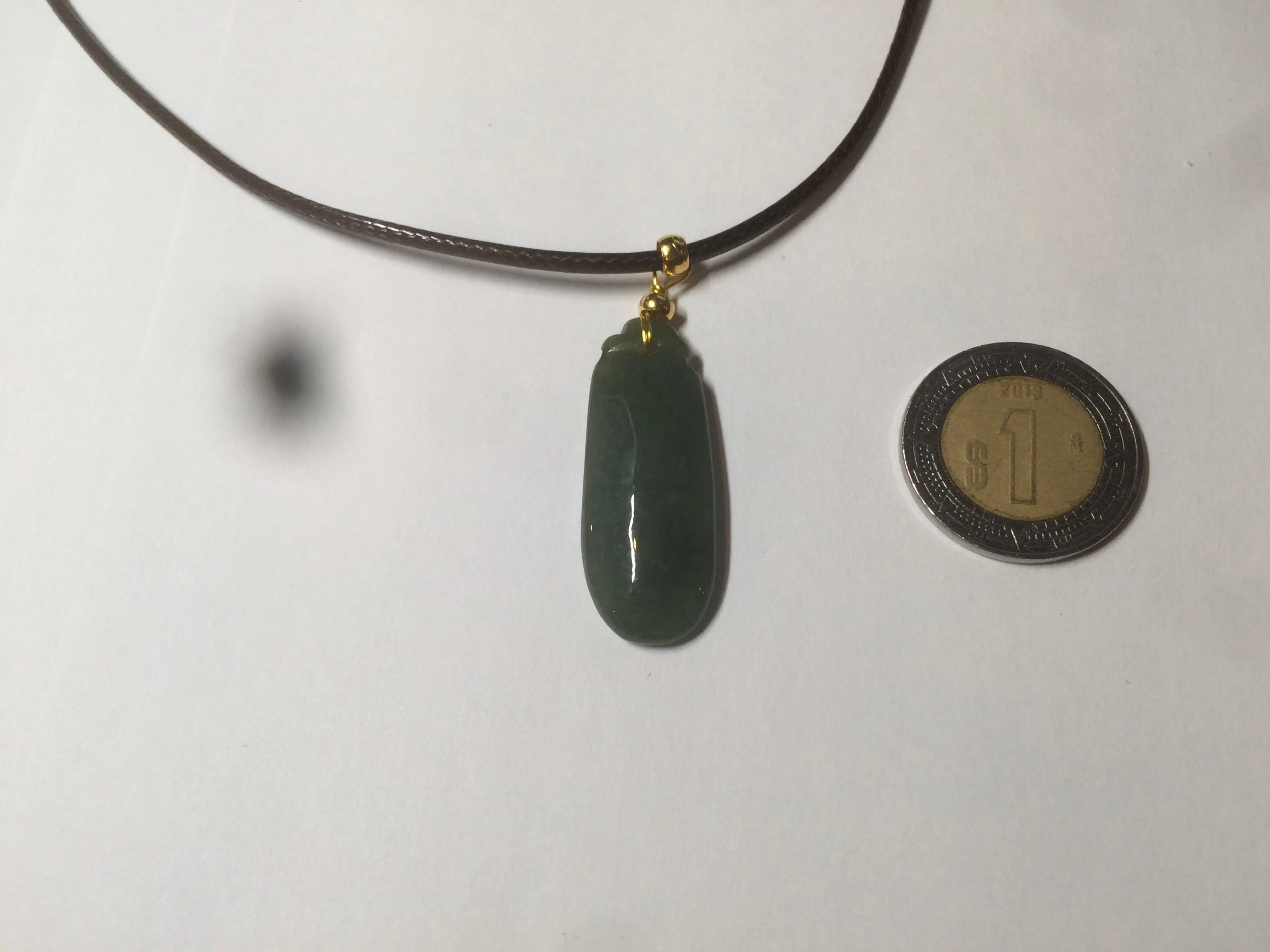 100% Natural dark green blessed melon Jadeite Jade pendant AQ70