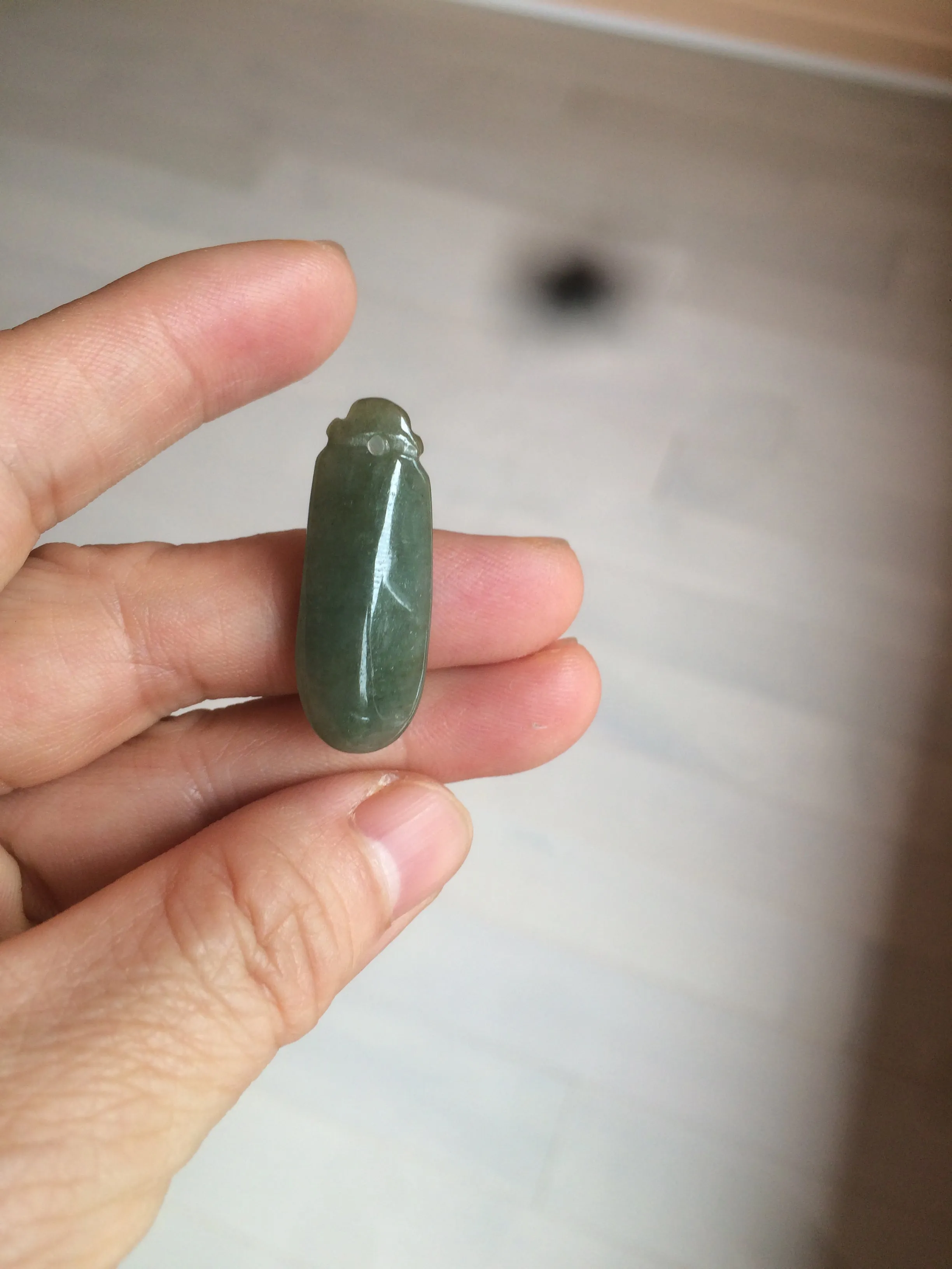 100% Natural dark green blessed melon Jadeite Jade pendant AQ70