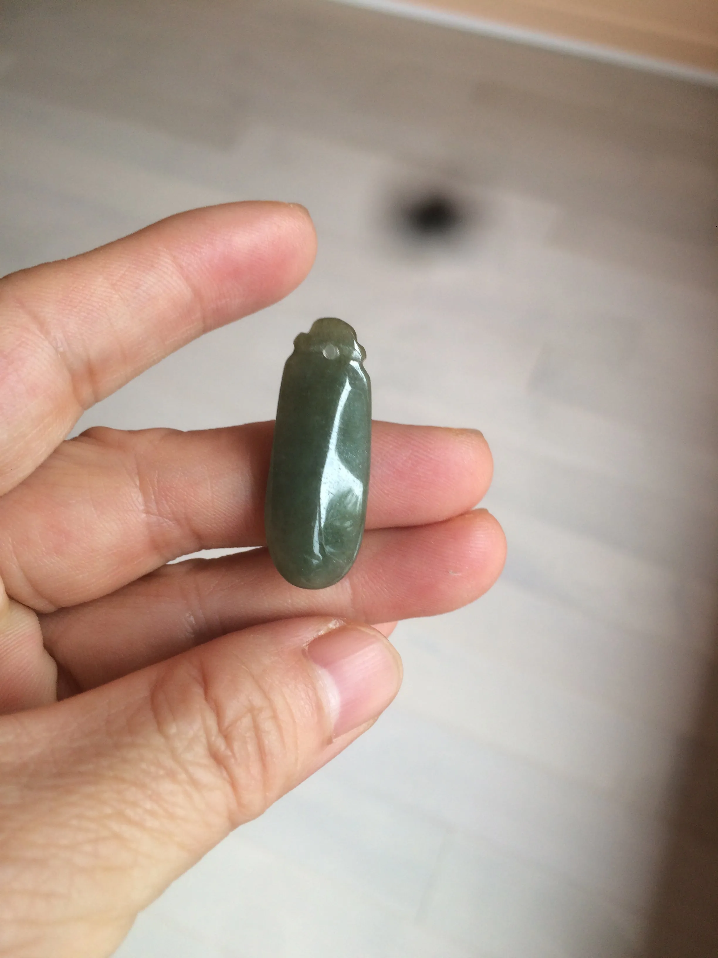 100% Natural dark green blessed melon Jadeite Jade pendant AQ70