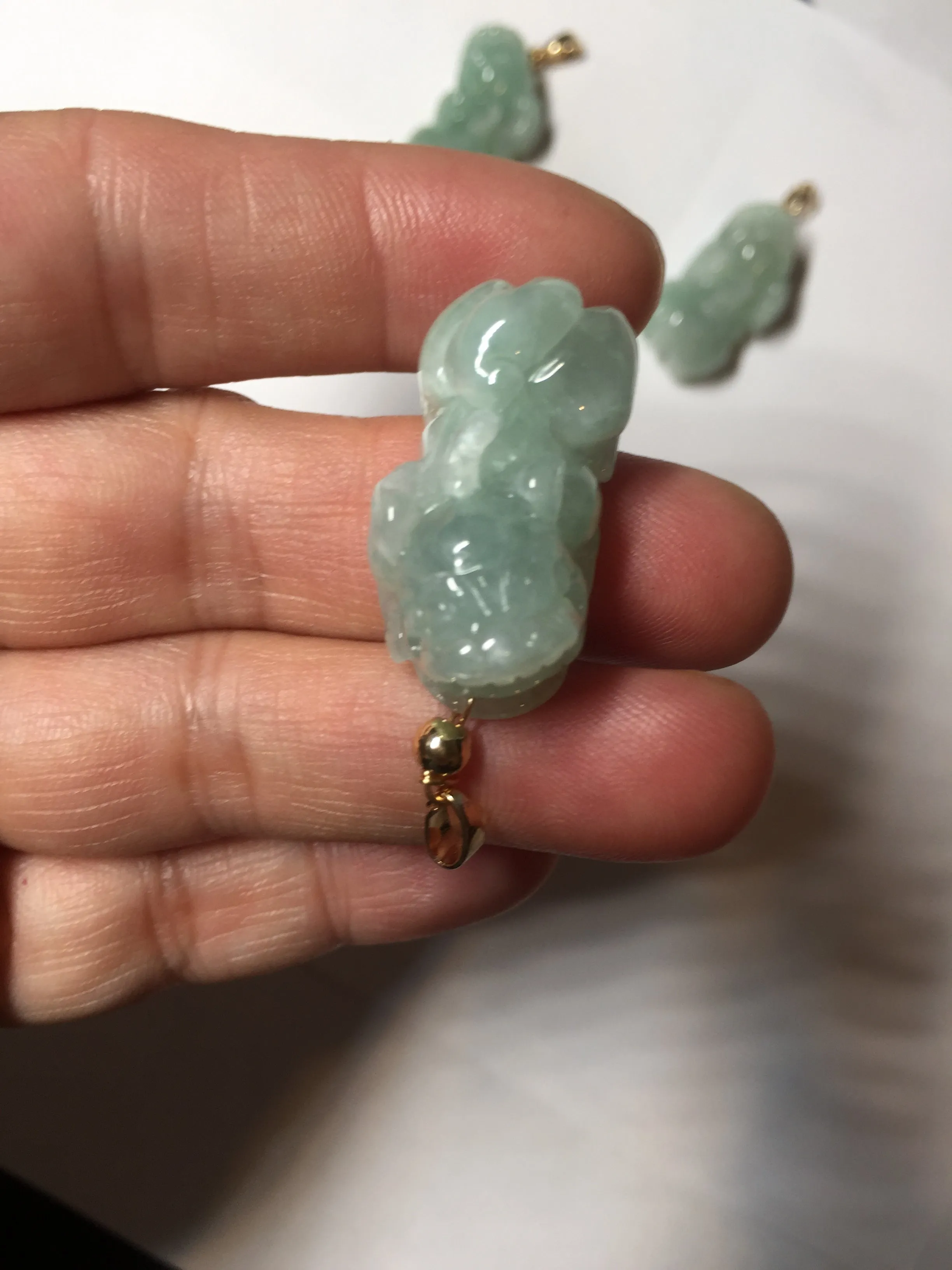 100% natural type A sunny green jadeite jade 3D PiXiu (貔貅) pendant group AX150