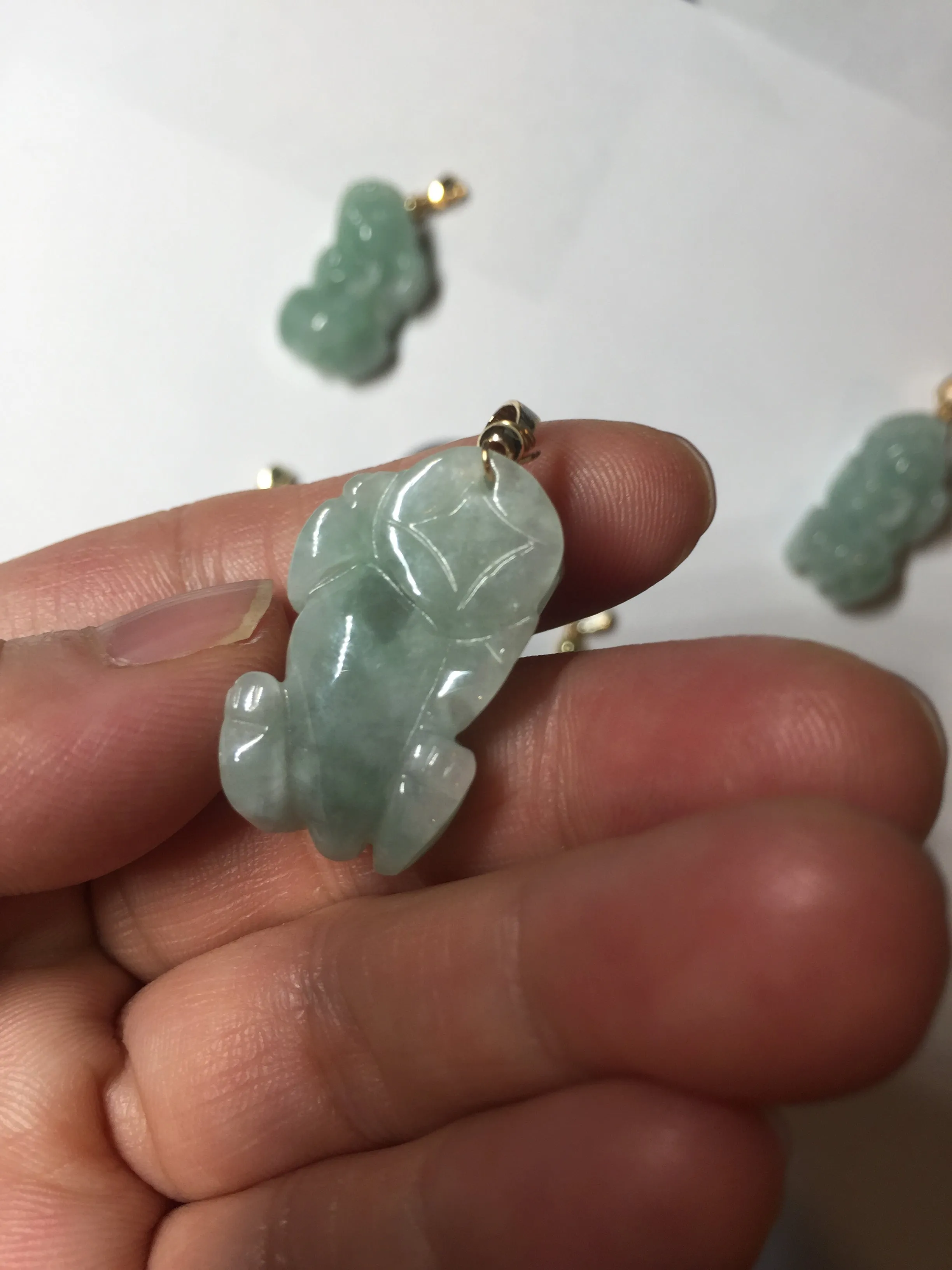 100% natural type A sunny green jadeite jade 3D PiXiu (貔貅) pendant group AX150