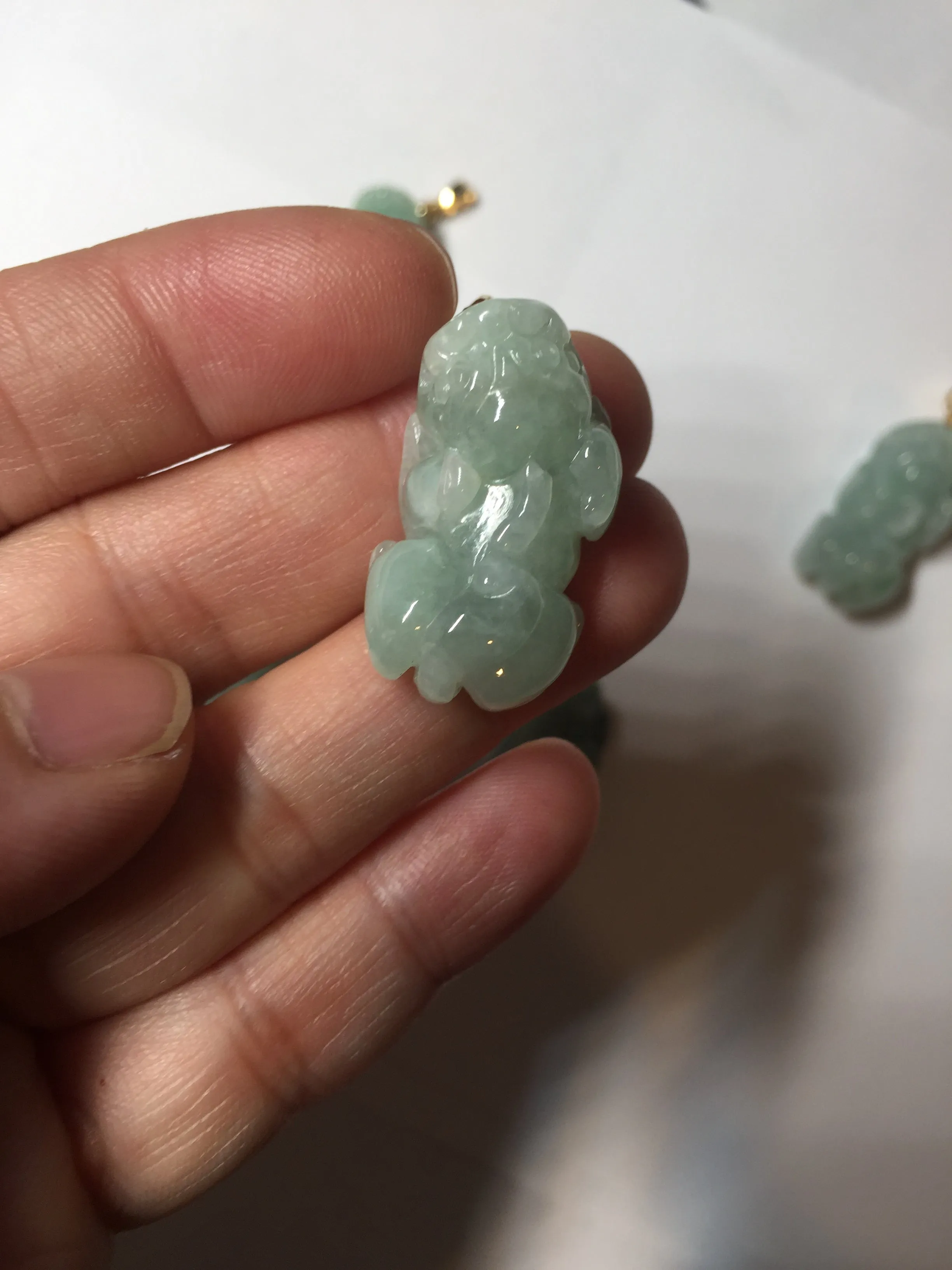 100% natural type A sunny green jadeite jade 3D PiXiu (貔貅) pendant group AX150