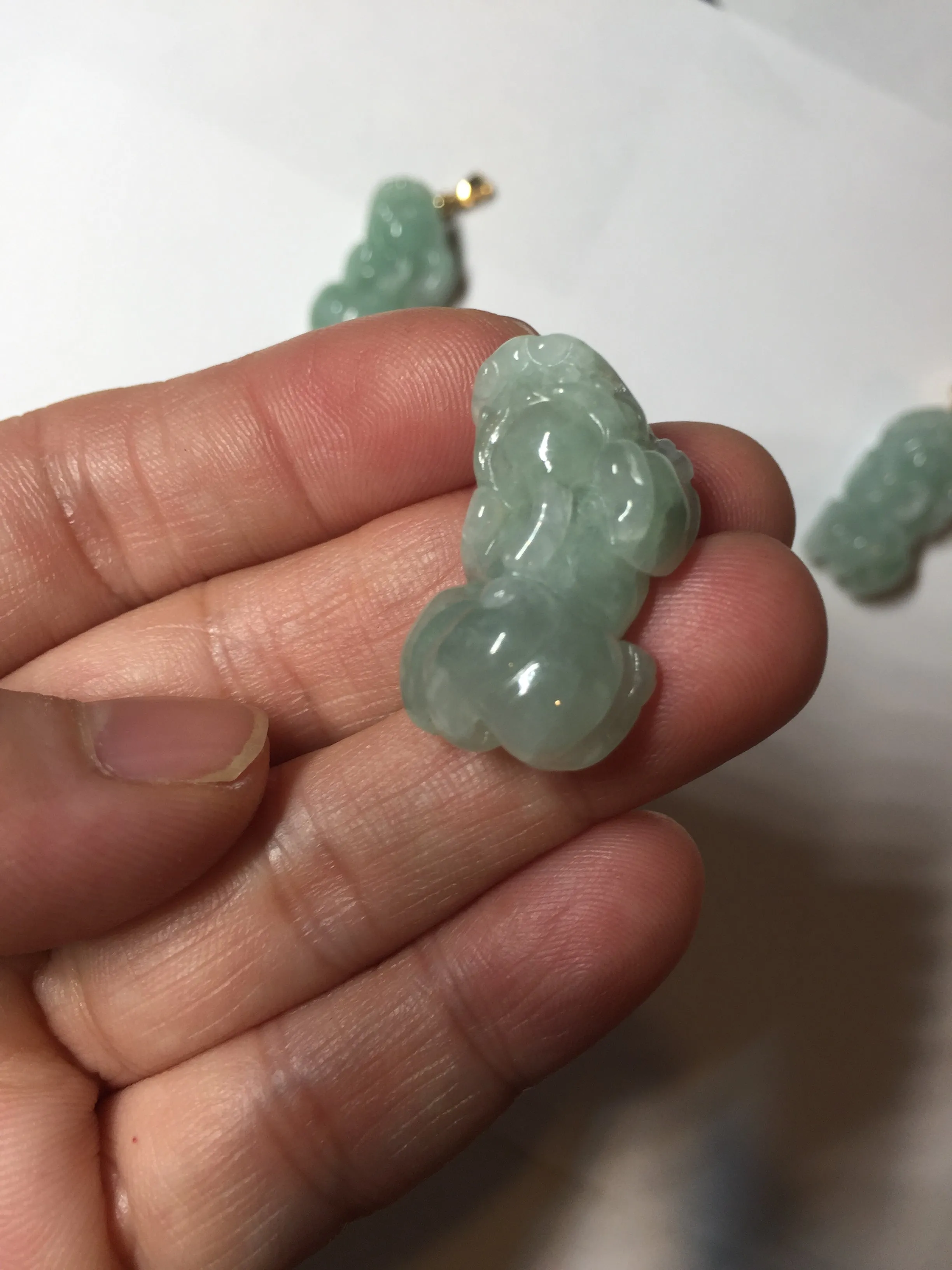 100% natural type A sunny green jadeite jade 3D PiXiu (貔貅) pendant group AX150