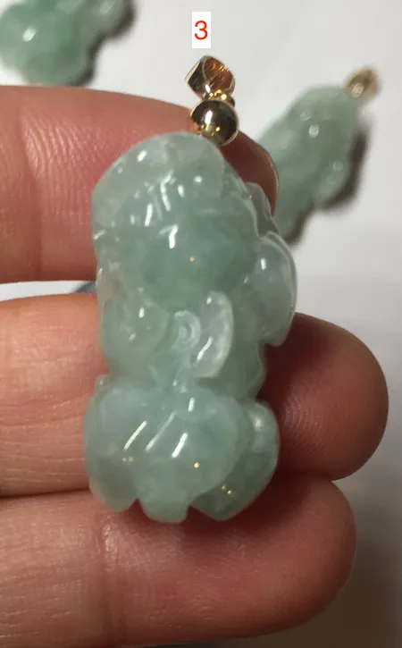 100% natural type A sunny green jadeite jade 3D PiXiu (貔貅) pendant group AX150