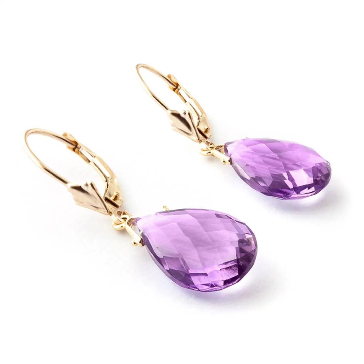 10.2 Carat 14K Solid Yellow Gold Fortune Amethyst Earrings