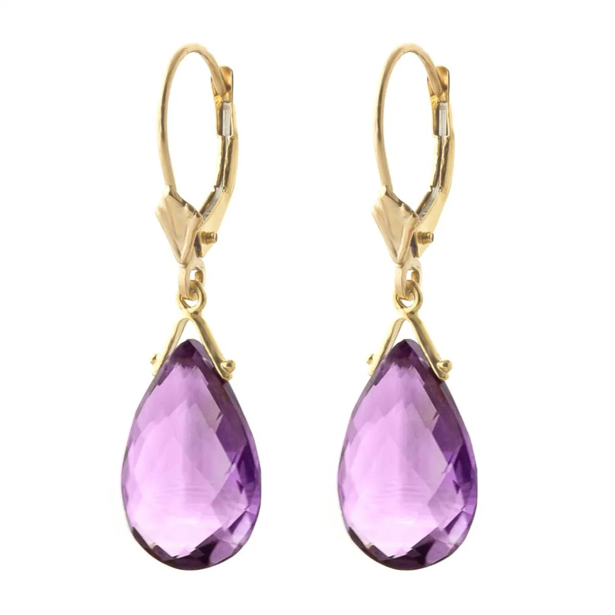 10.2 Carat 14K Solid Yellow Gold Fortune Amethyst Earrings