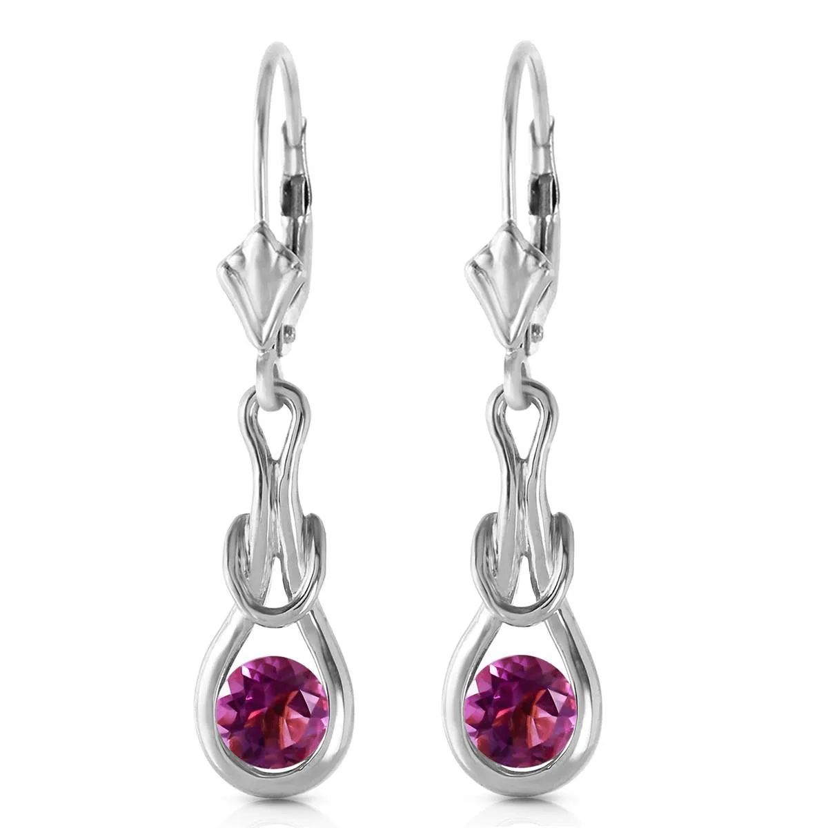 1.3 Carat 14K Solid White Gold Trumpet Blast Amethyst Earrings