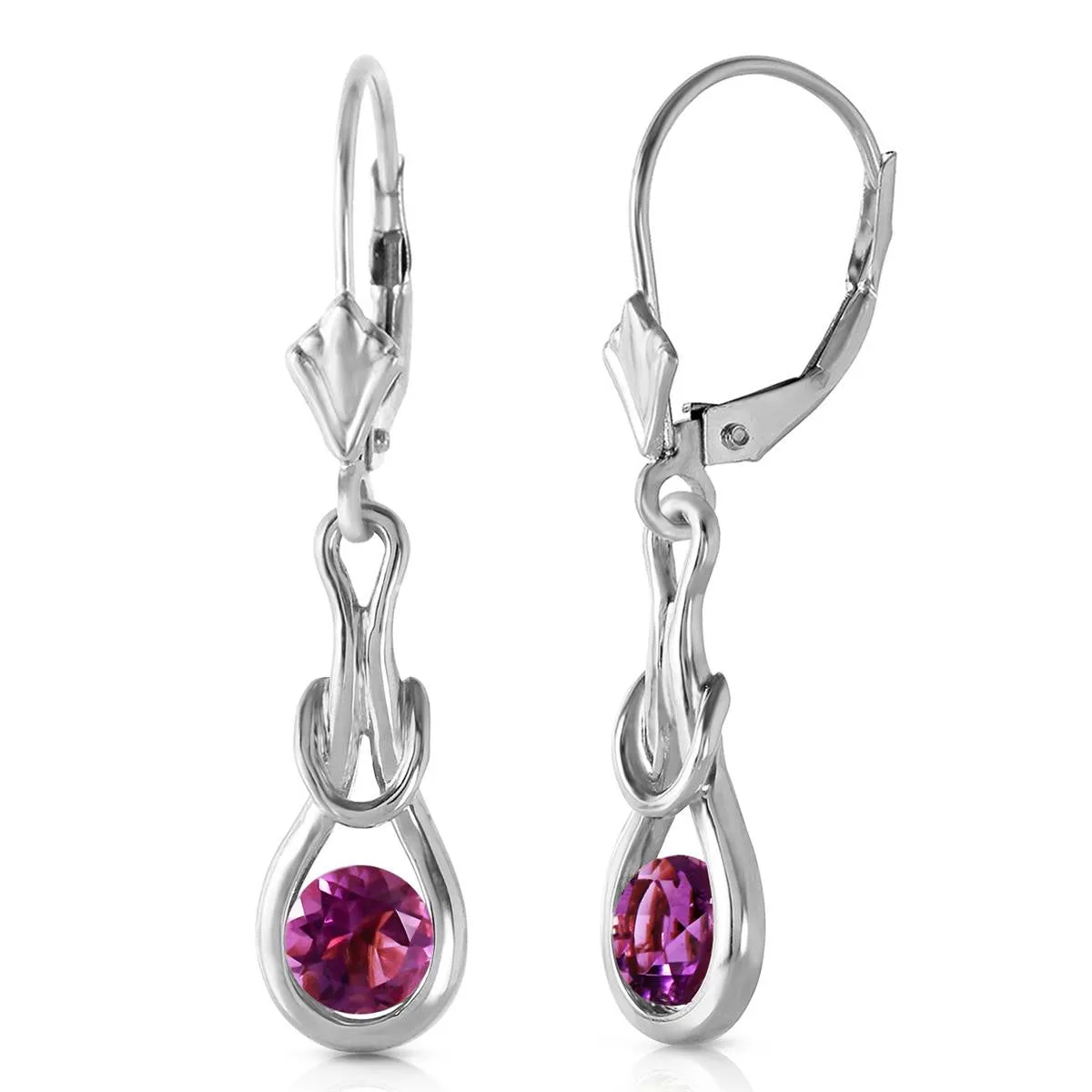 1.3 Carat 14K Solid White Gold Trumpet Blast Amethyst Earrings