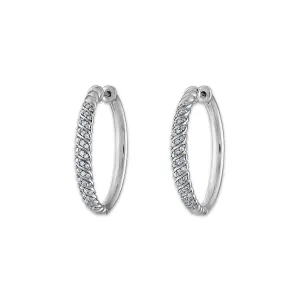 1/4 CTW Diamond Hoop Earrings in Sterling Silver