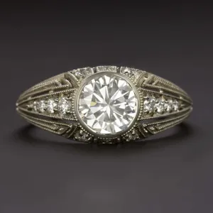 1.47ct DIAMOND ENGAGEMENT RING VINTAGE STYLE ROUND CUT ART DECO COCKTAIL 1.5ct