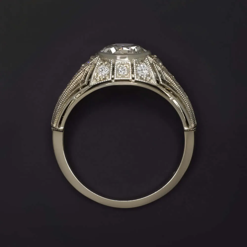 1.47ct DIAMOND ENGAGEMENT RING VINTAGE STYLE ROUND CUT ART DECO COCKTAIL 1.5ct