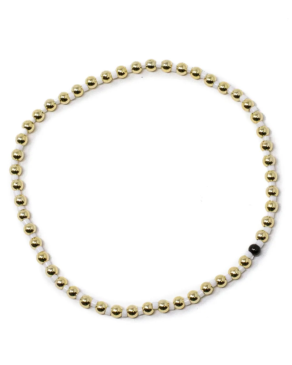 14k Gold and Cream Dottie Stretch Bracelet