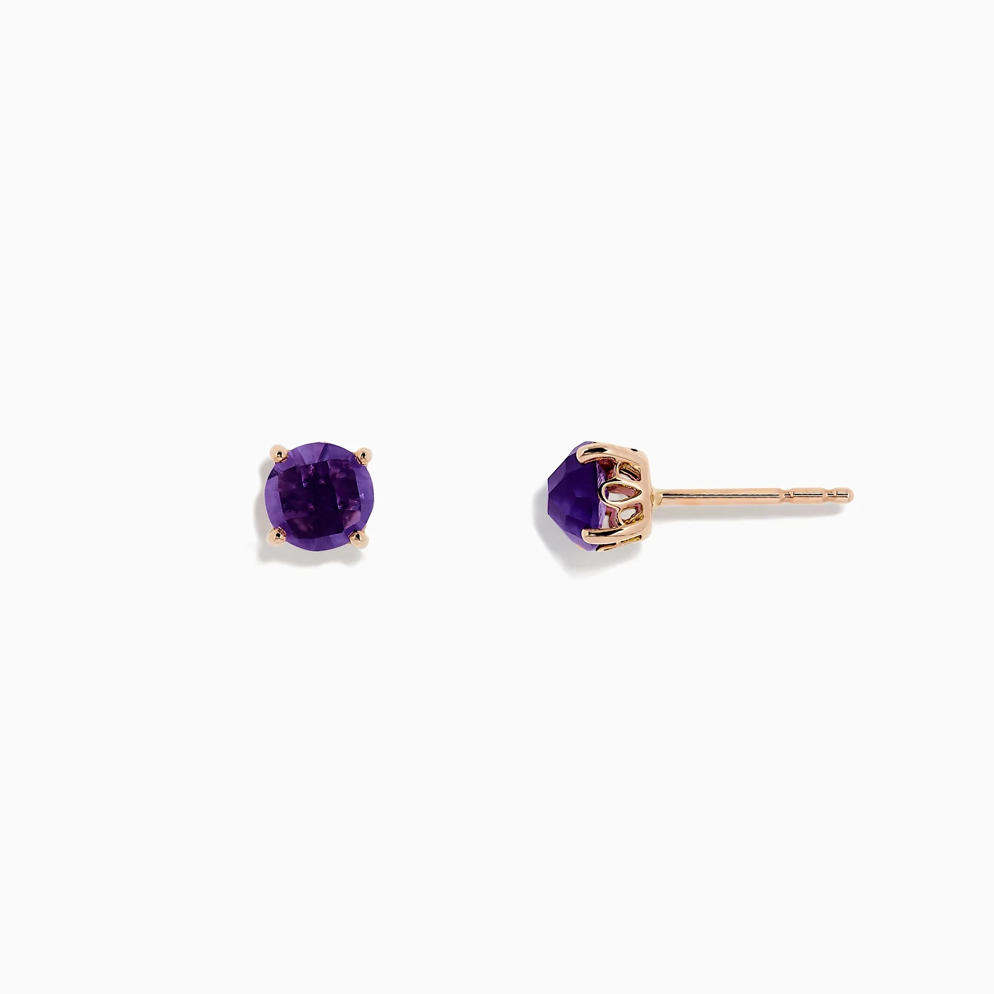 14K Rose Gold Amethyst Stud Earrings, 1.81 TCW