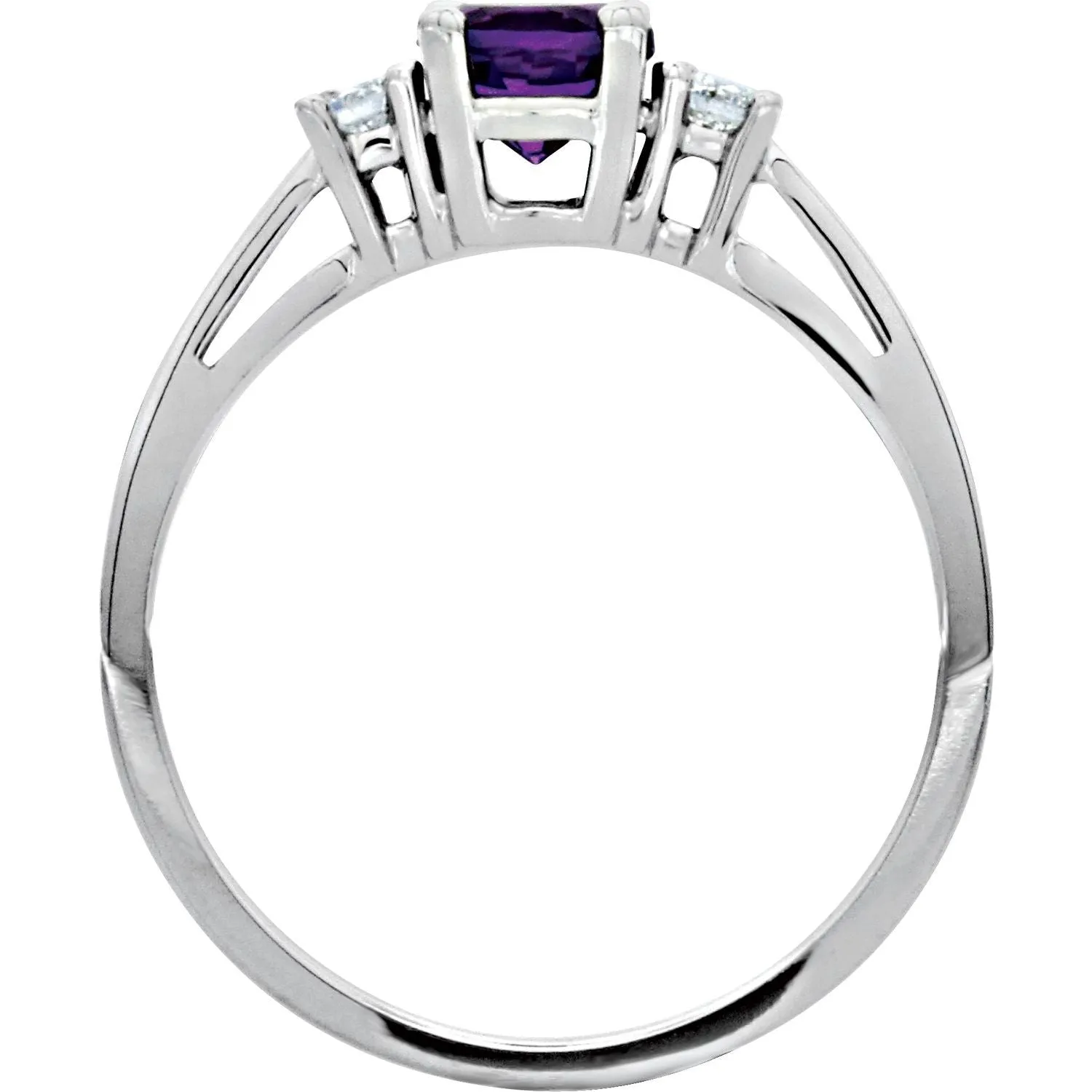 14k White Gold Amethyst and Diamond Ring