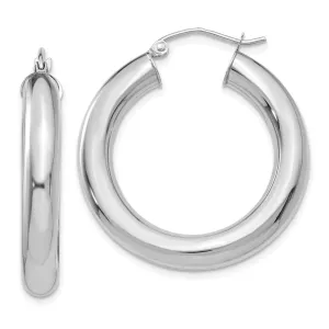 14k White Gold Polished 5MM Lightweight Hoop Earrings