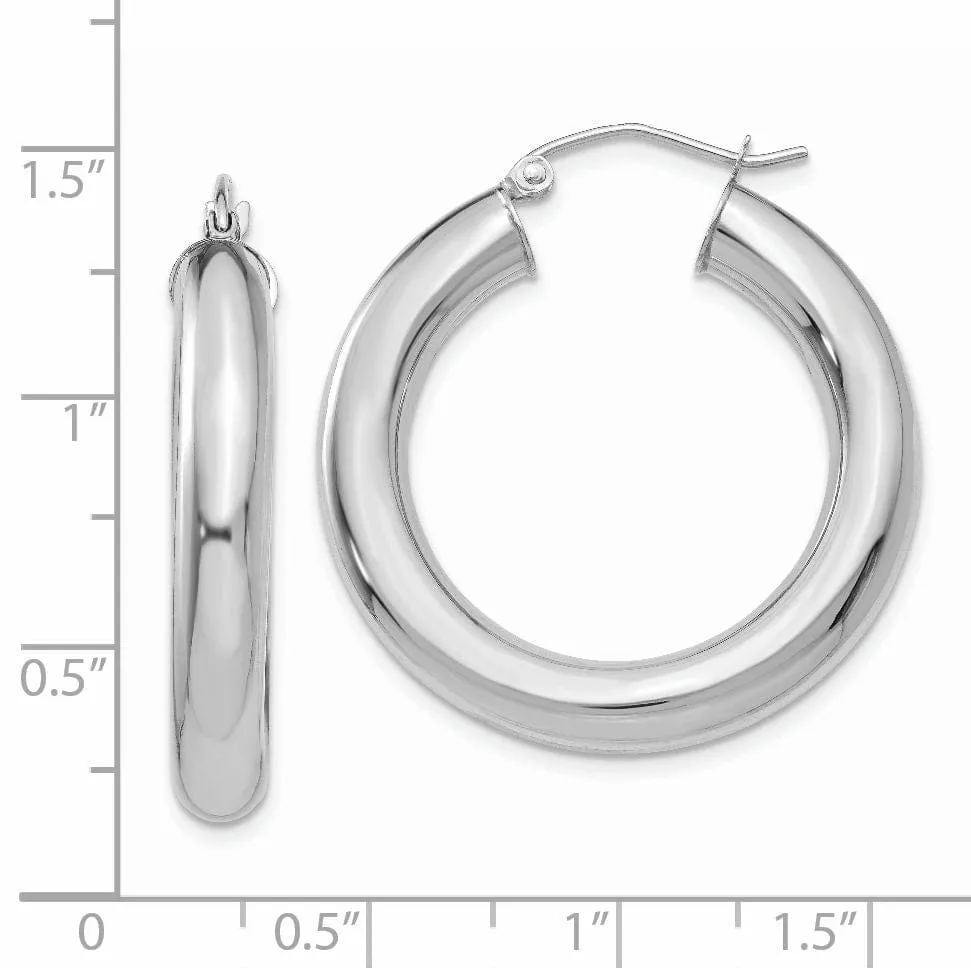 14k White Gold Polished 5MM Lightweight Hoop Earrings