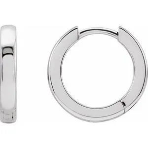 14K White Hinged 14 mm Hoop Earring