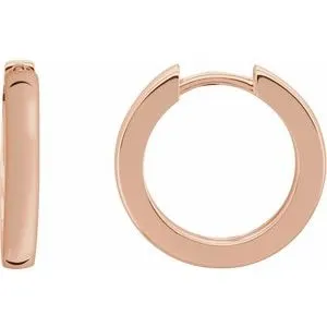 14K White Hinged 14 mm Hoop Earring