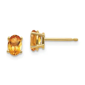 14k Yellow Gold Oval Citrine Birthstone Earrings