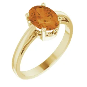 14K Yellow Natural Citrine Solitaire Ring