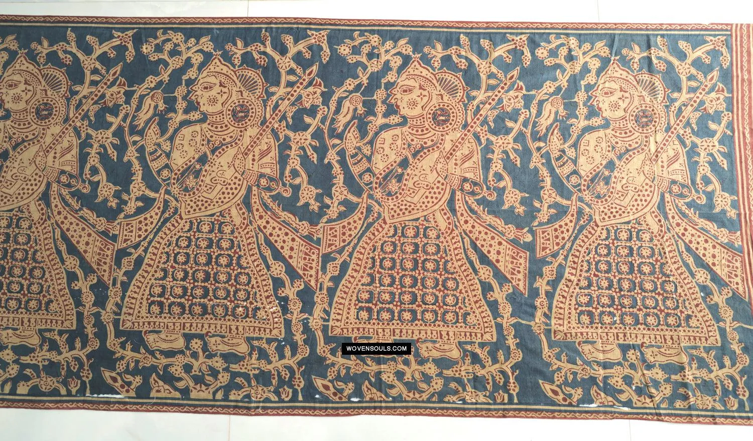 1641 SOLD Large Gujarat Ceremonial Cloth with a Row of Female Musicians