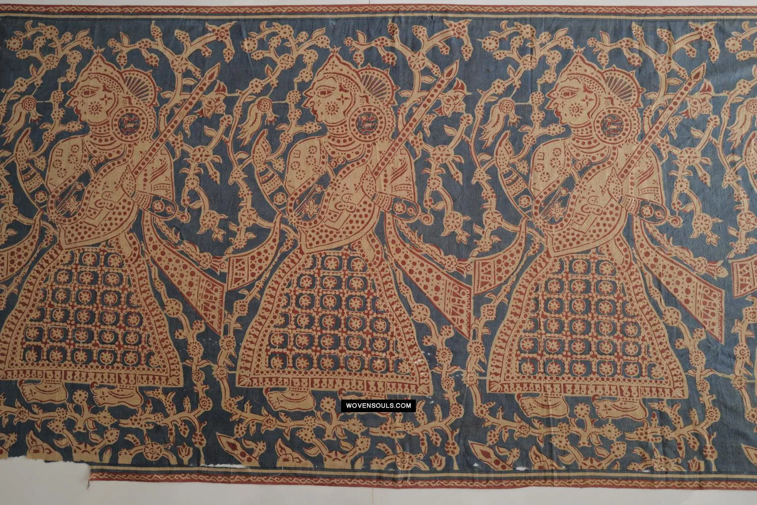 1641 SOLD Large Gujarat Ceremonial Cloth with a Row of Female Musicians