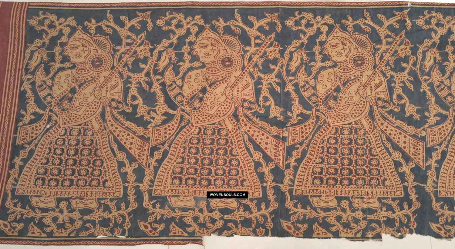 1641 SOLD Large Gujarat Ceremonial Cloth with a Row of Female Musicians