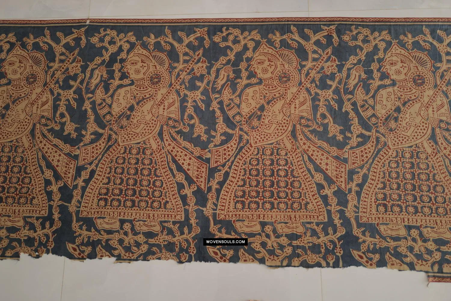 1641 SOLD Large Gujarat Ceremonial Cloth with a Row of Female Musicians