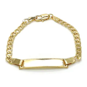 18k Gold Filled High Polish Finsh Cuban Link Id Bracelet 6