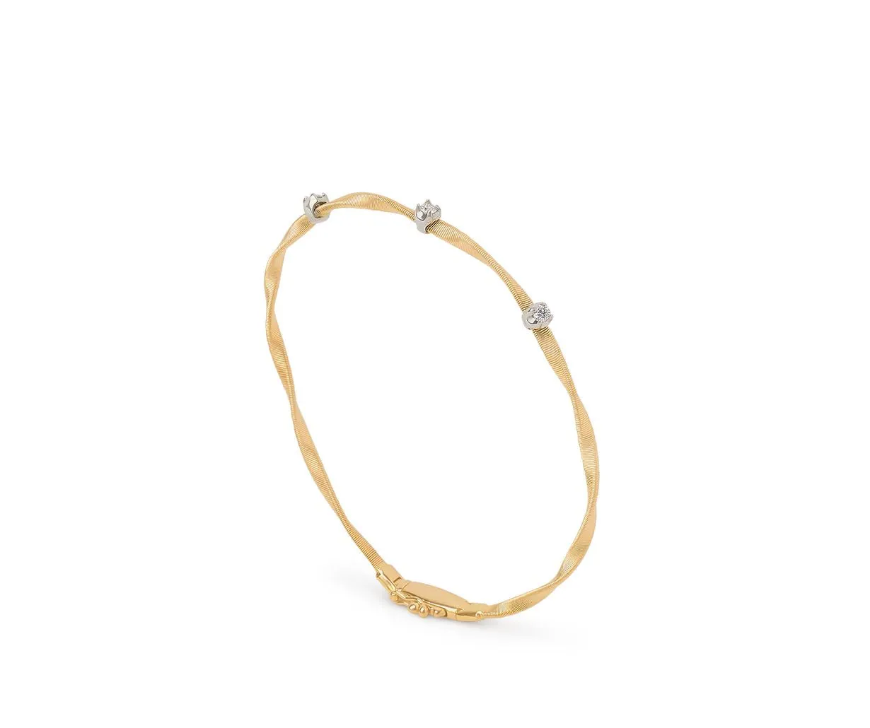 18K YELLOW GOLD TWISTED COIL BRACELET WITH DIAMONDS