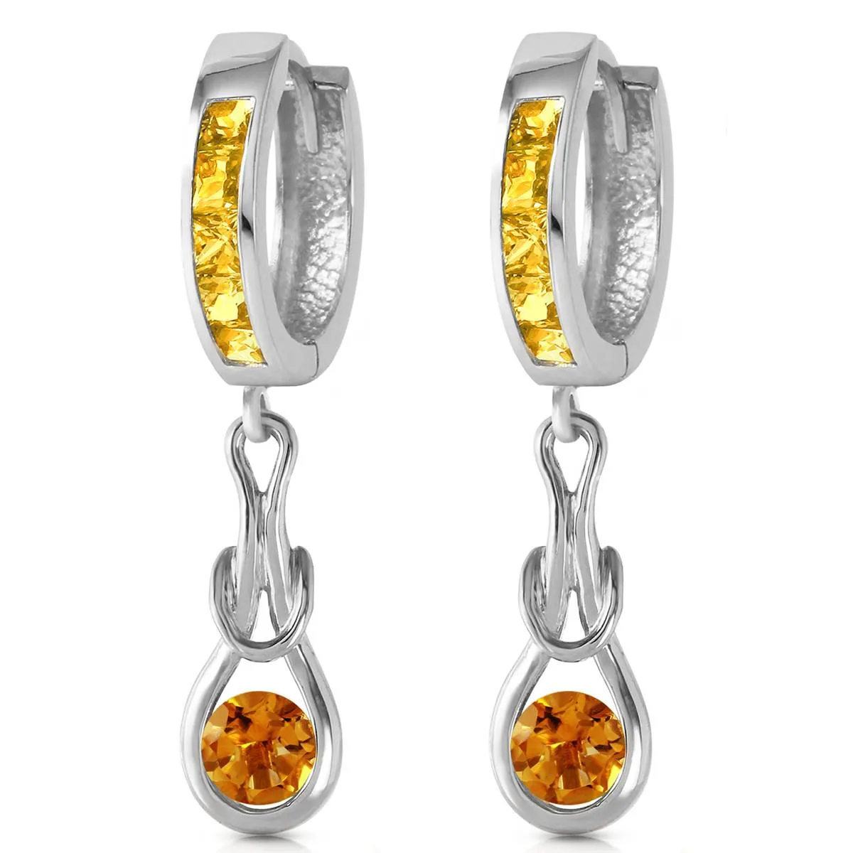 2 Carat 14K Solid White Gold Familiarity Citrine Earrings