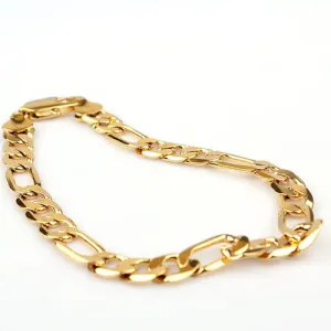 24K Yellow Gold 8mm Figaro Chain Bracelet 8"