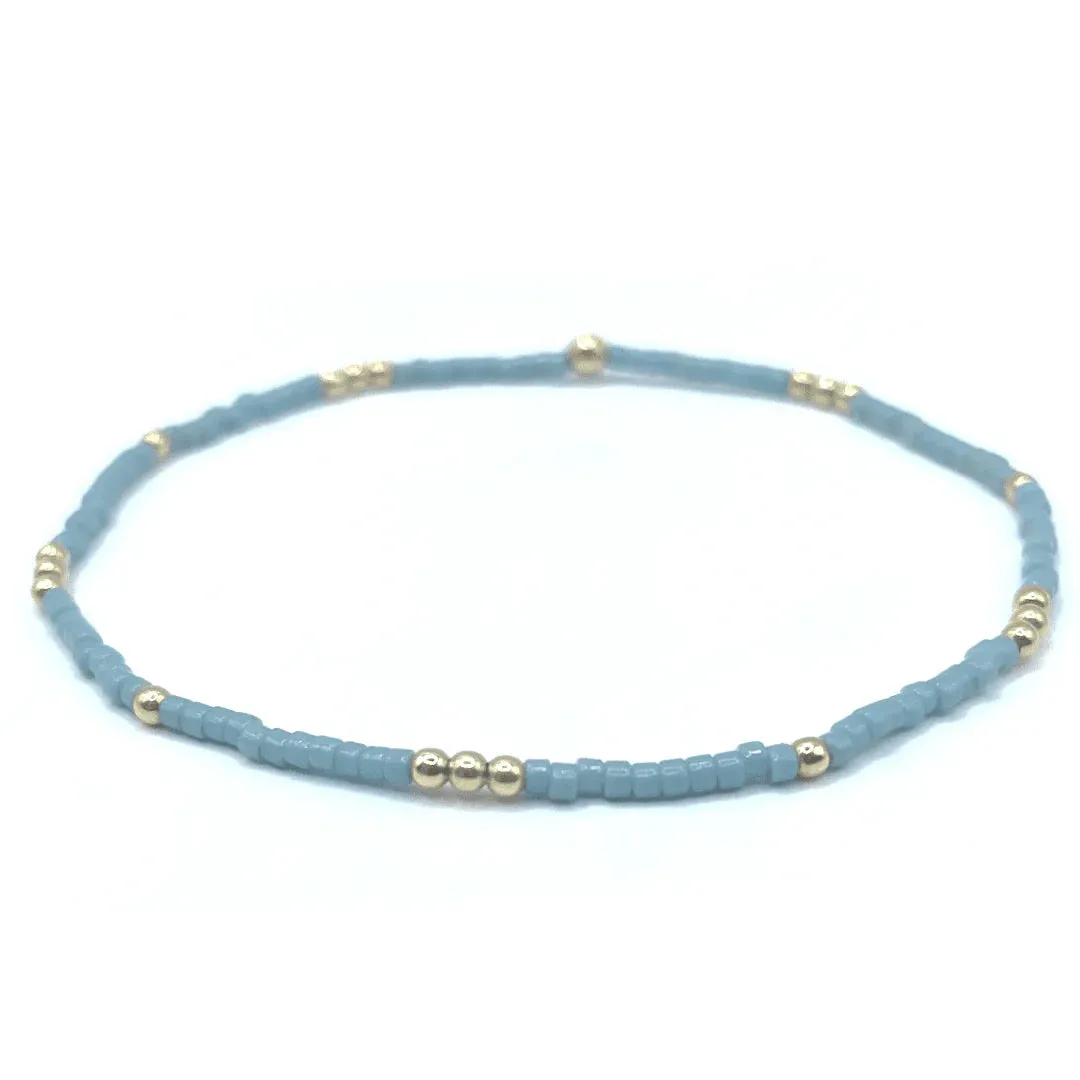 2MM NEWPORT PALE TURQUOISE BLUE   GOLD FILLED WATERPROOF BRACELET