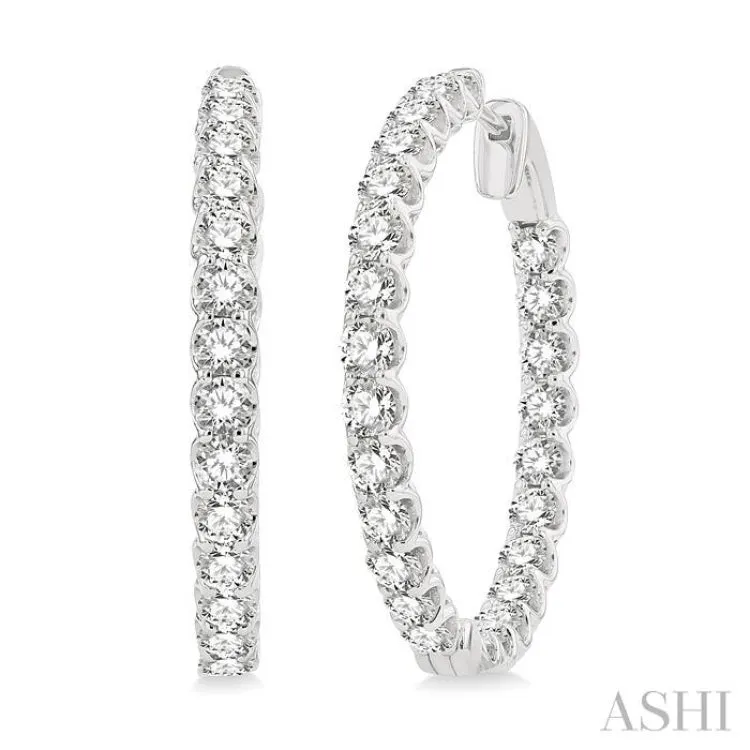 5 Ctw Inside-Out Round Cut Diamond Hoop Earrings in 14K White Gold