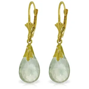 6 Carat 14K Solid Yellow Gold Performance Green Amethyst Earrings