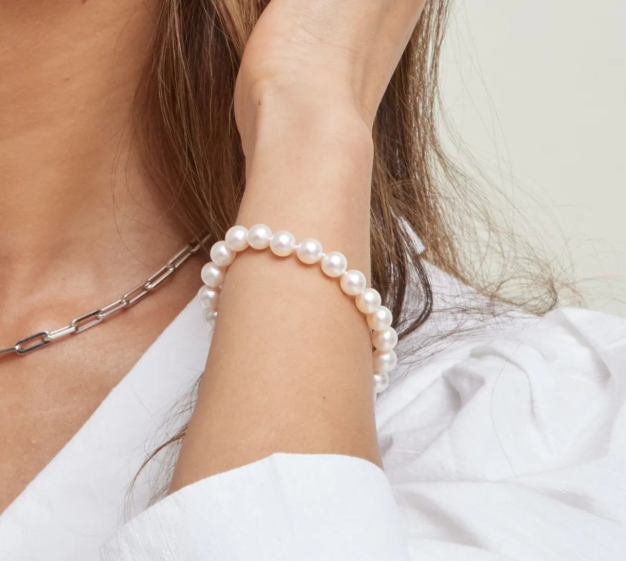 7.0-7.5mm Akoya White Pearl Bracelet- Choose Your Quality