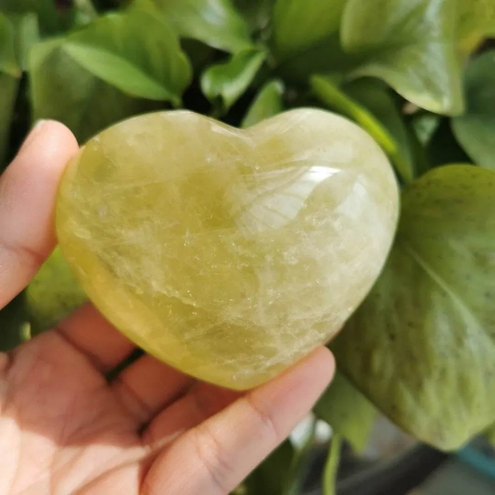 70-80mm Citrine Heart, Citrine Puffy Heart, Untreated Citrine, Rainbows, Natural Stone, Deep Orange to Light Yellow, with Natural Flaws