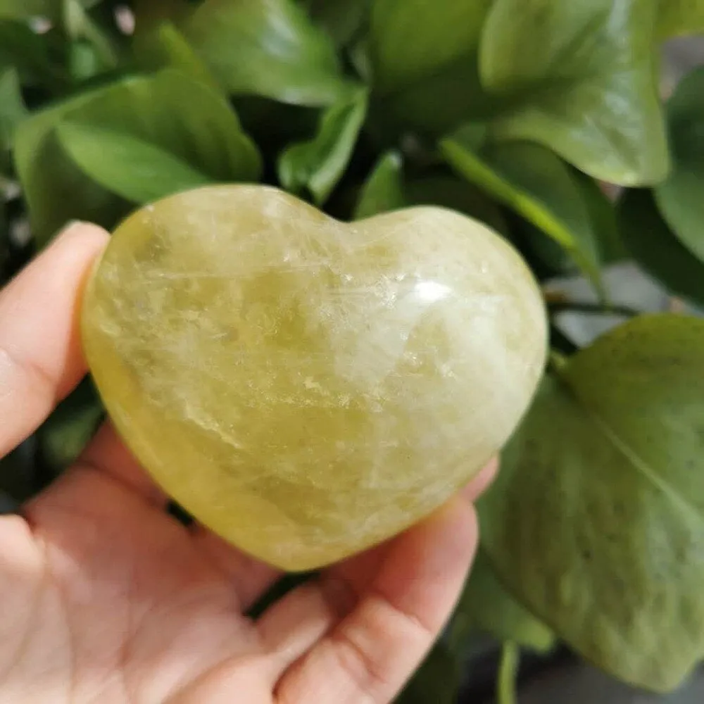 70-80mm Citrine Heart, Citrine Puffy Heart, Untreated Citrine, Rainbows, Natural Stone, Deep Orange to Light Yellow, with Natural Flaws