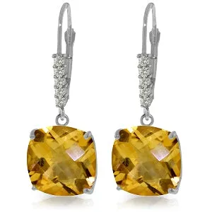 7.35 Carat 14K Solid White Gold Pleasant Words Citrine Diamond Earrings