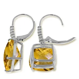 7.35 Carat 14K Solid White Gold Pleasant Words Citrine Diamond Earrings