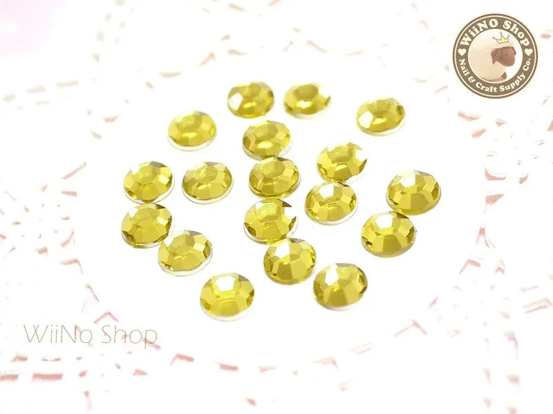 8mm Light Yellow Citrine Round Flatback Acrylic Rhinestone - 50 pcs