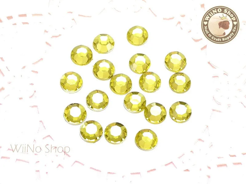 8mm Light Yellow Citrine Round Flatback Acrylic Rhinestone - 50 pcs