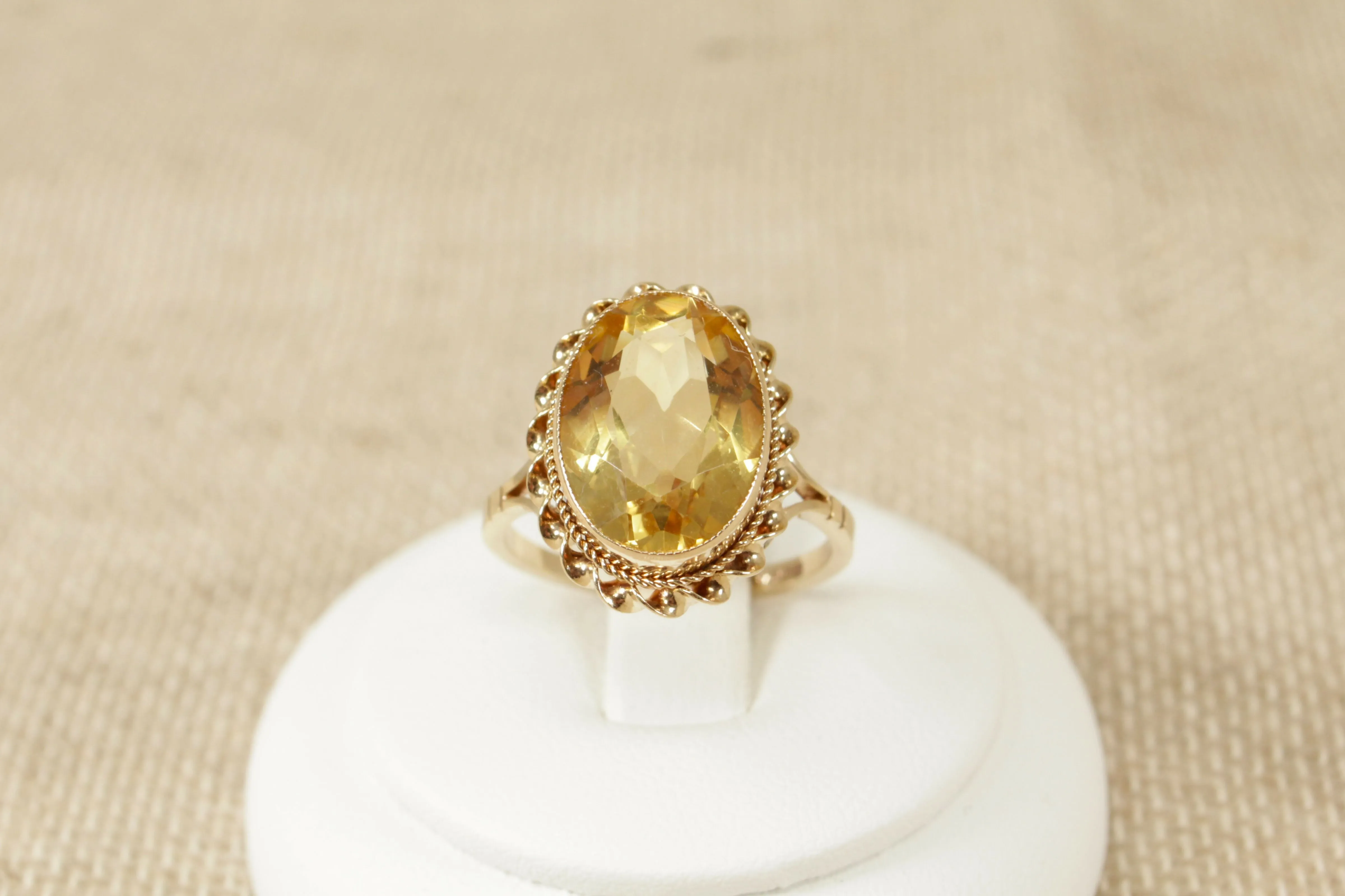 9ct Gold Honey Citrine Solitaire Ring