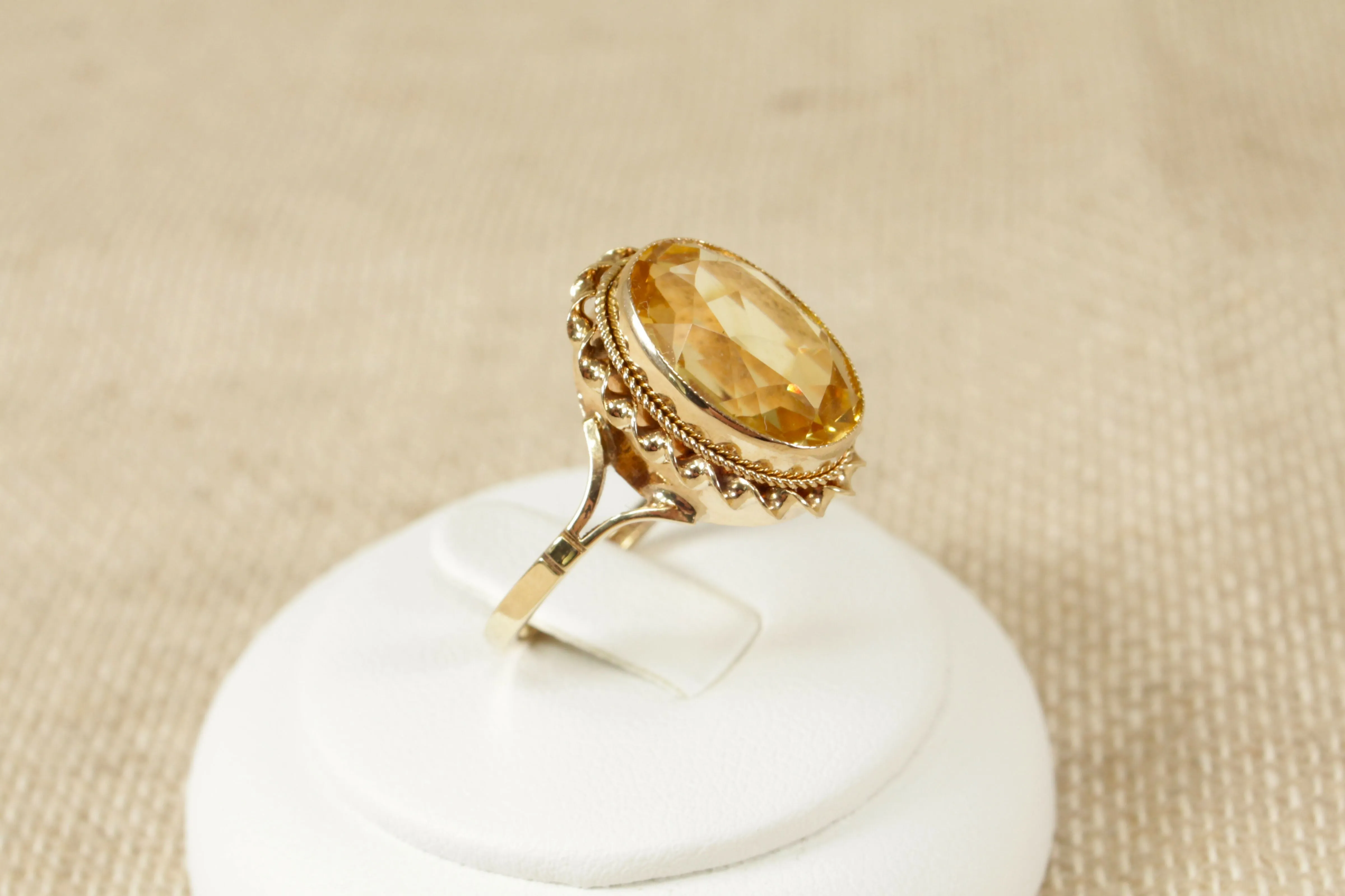 9ct Gold Honey Citrine Solitaire Ring