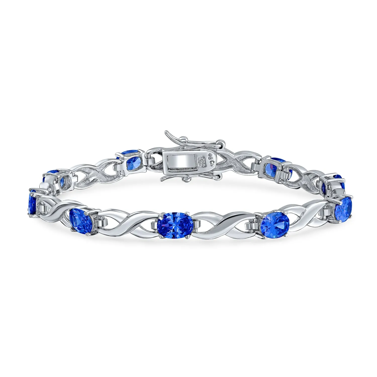 9CT Simulated Gemstone Opal Sapphire Amethyst Infinity Tennis Bracelet Silver