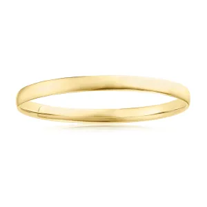 9ct Yellow Gold Silver Filled 66x6mm Half Round Bangle