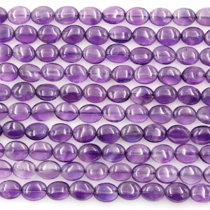 AA Natural Amethyst Oval Beads 10mm x 8mm Smooth Nugget Good For Earrings Genuine Real Rich Purple Amethyst Gemstone Beads 16" Strand