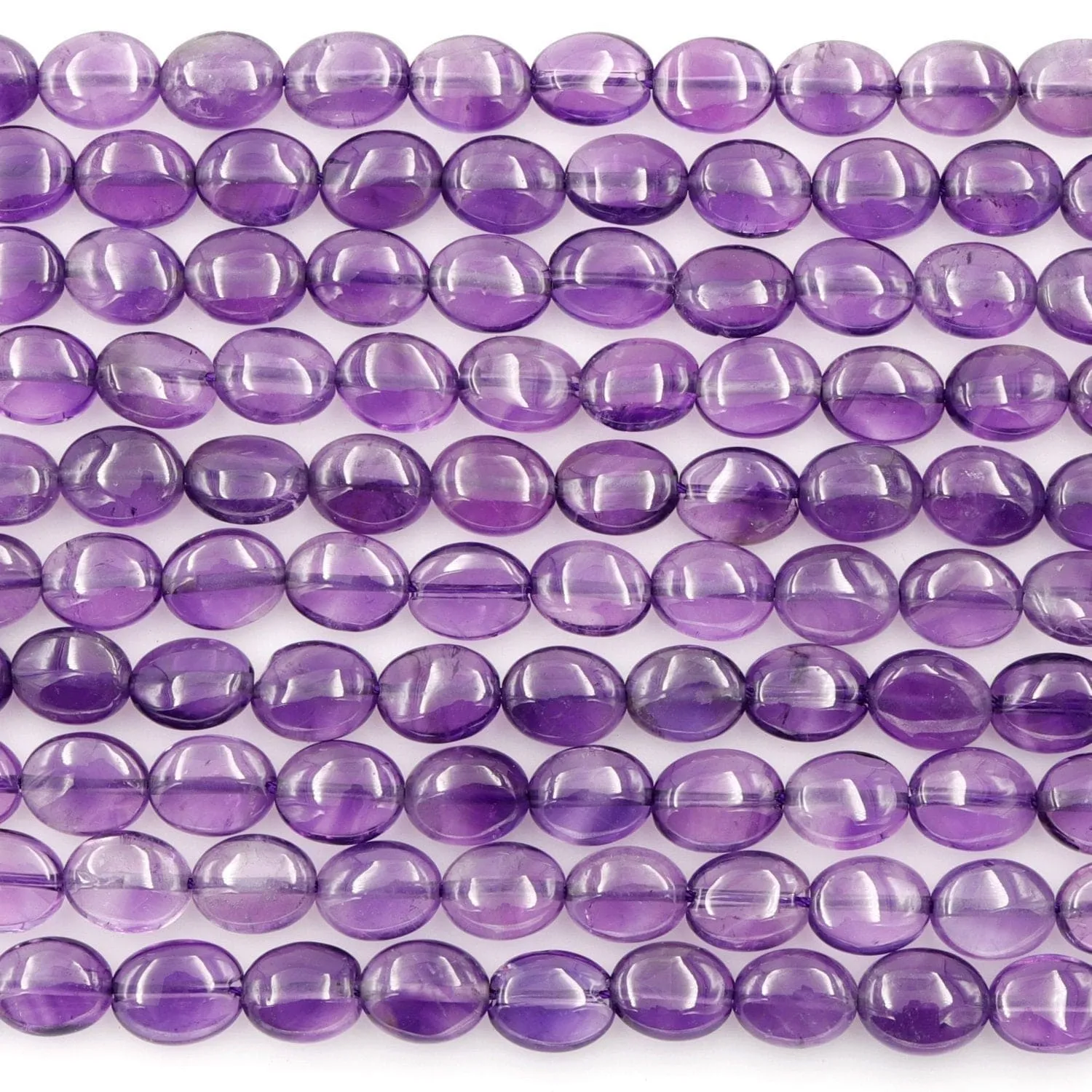 AA Natural Amethyst Oval Beads 10mm x 8mm Smooth Nugget Good For Earrings Genuine Real Rich Purple Amethyst Gemstone Beads 16" Strand