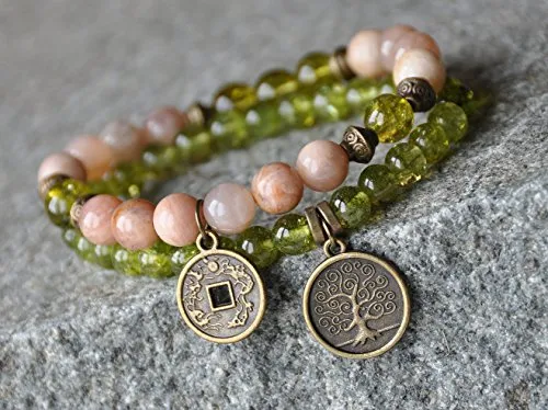 Abundance,Money Bracelet,Sunstone, Peridot,Lucky Mala Gemstone Bracelet,Chakra Bracelet,Healing Meditation,Buddha Yoga Mala